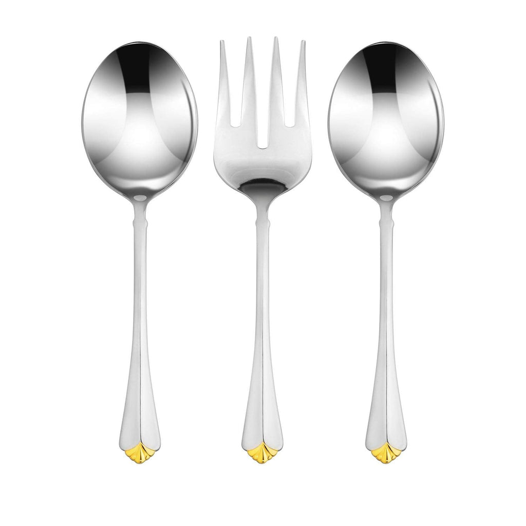 Venezia Collection 75-Pc Luxury Flatware Set for 12 w/Storage Case 24K Gold Premium Dining Cutlery Service - 18/10 Surgical Stainless Steel Silverware Hostess Serving Set in a Chest
