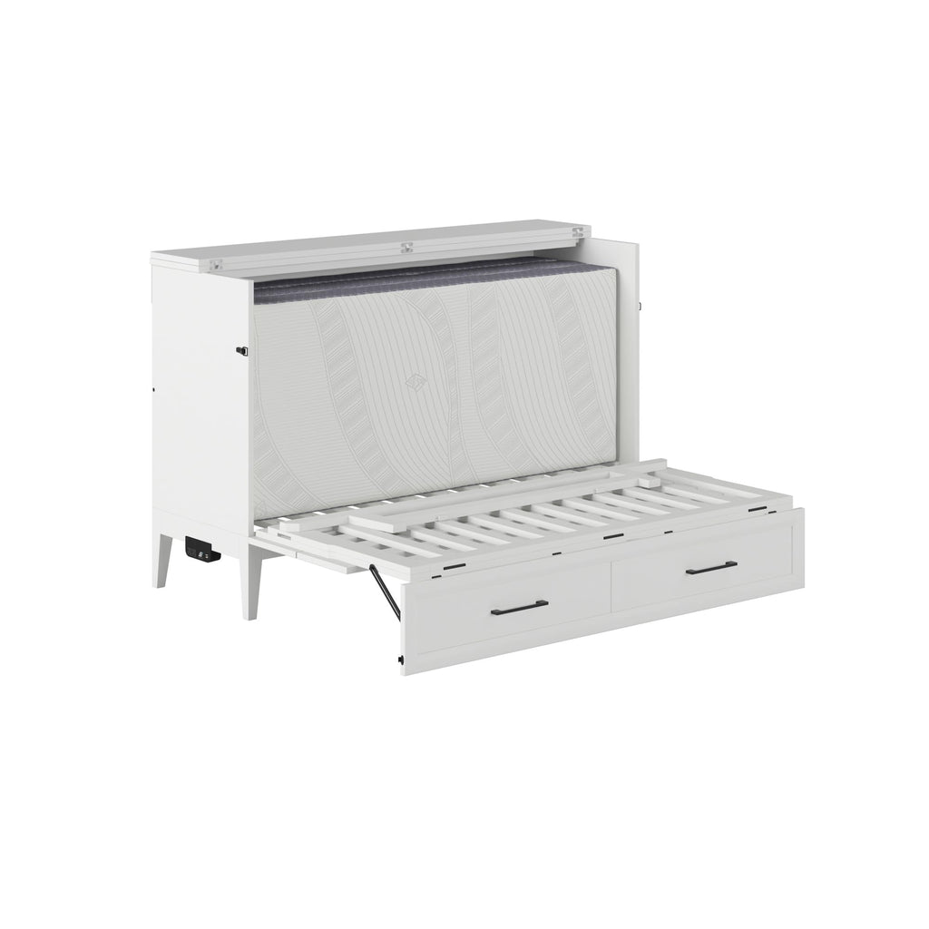 AFI, Santa Fe Queen Murphy Bed Chest with Mattress and Built-in Charger, White