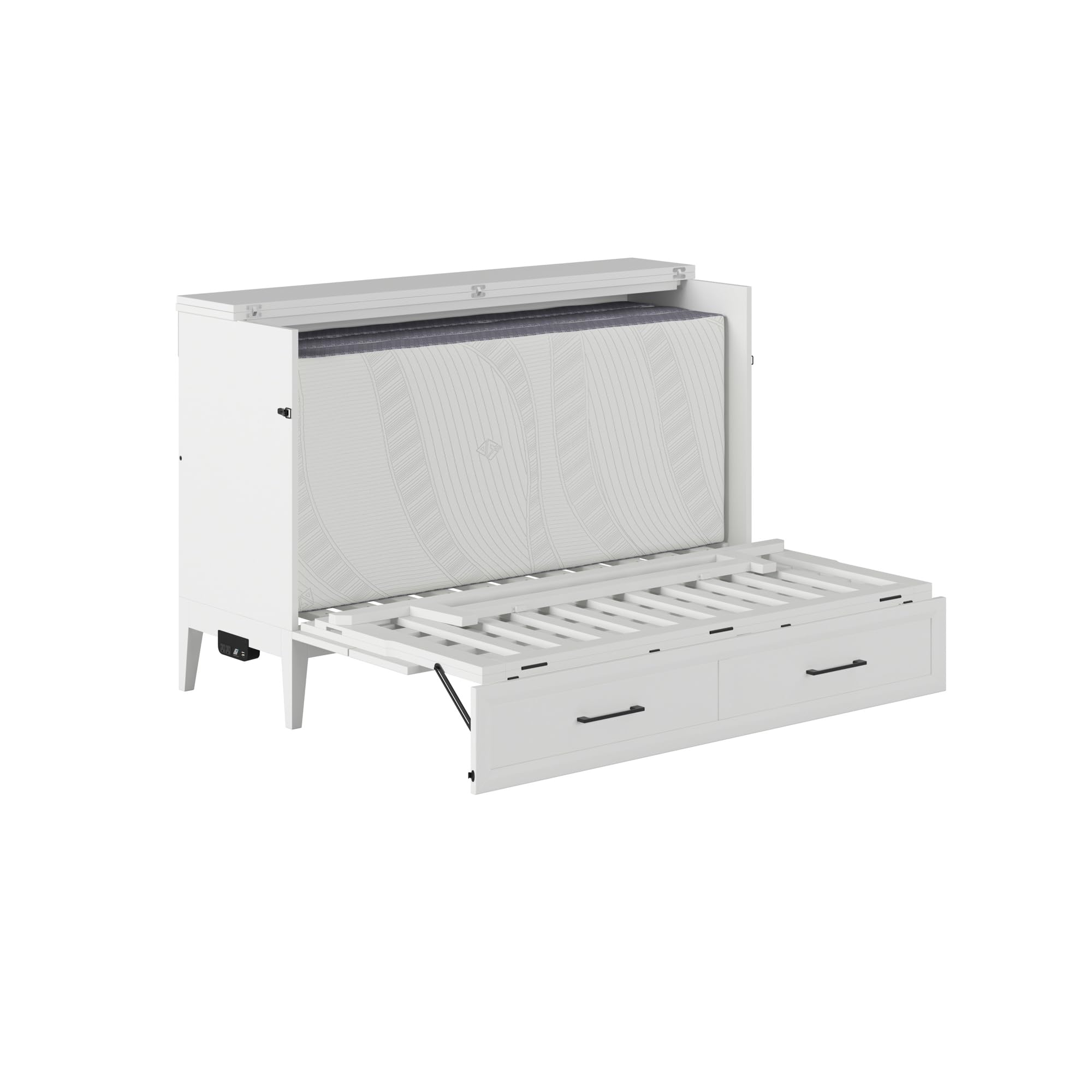 AFI, Santa Fe Queen Murphy Bed Chest with Mattress and Built-in Charger, White