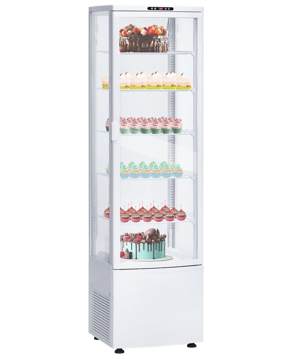 IDEALHOUSE Countertop Refrigerator, 10.9 Cu.Ft. Pastry Display Case for Bakery with LED, Frost-Free, Sliding Door, Commercial Fridge Display Case for Cafe and Restaurant, 5-Tier Design, White