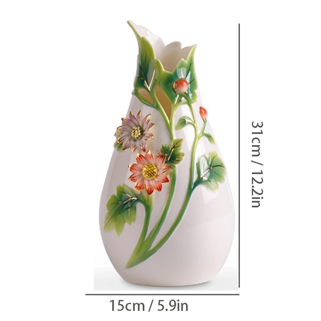 12.2 Inch Large Blue and White Porcelain Flower Vase, Handcrafted Ceramic Vase for Bedroom, Living Room, Office & Home Decor, New Chinese Style