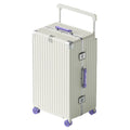 ROPLUS Aluminium Frame Checked-Luggage with Smooth Jelly Wheels, Hardside Zipperless Rolling Suitcase with TSA Lock (WhitePurple, 28-Inch)