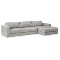 Signature Design by Ashley Amiata Modern L-Shaped Leather Match 2-Piece Sectional with Chaise, Light Gray