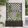 Zeehear Garden Planter Box with Trellis, 39.4", for Outdoor Flower, Plant, Vegetable & Herb Growing, Large Raised Planting Pots for Gardening - Anthracite
