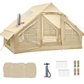 Inflatable Tents for Camping, 4-6 Person Easy Blow Up Tent with Hand Pump,4 Seasons Waterproof Air Inflatable Camping Tent,Hot Tent with Skylight and Stove Jack for Family Camping,Beige