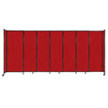 Versare Straightwall Sliding Portable Wall Partition | Freestanding Office Dividers | Locking Wheels | Temporary Room Separator | 15'6'' Wide x 6'10'' Tall Red Fabric Panels
