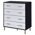 Acme Furniture 4 Drawers Wooden Chest, Black, Silver and Gold