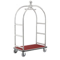 Global Industrial Silver Stainless Steel Bellman Cart Curved Uprights 6" Rubber Casters, 41-1/4"L x 24" W x 73" H, Hotel Luggage Cart for Commercial Use, Condos, Resorts