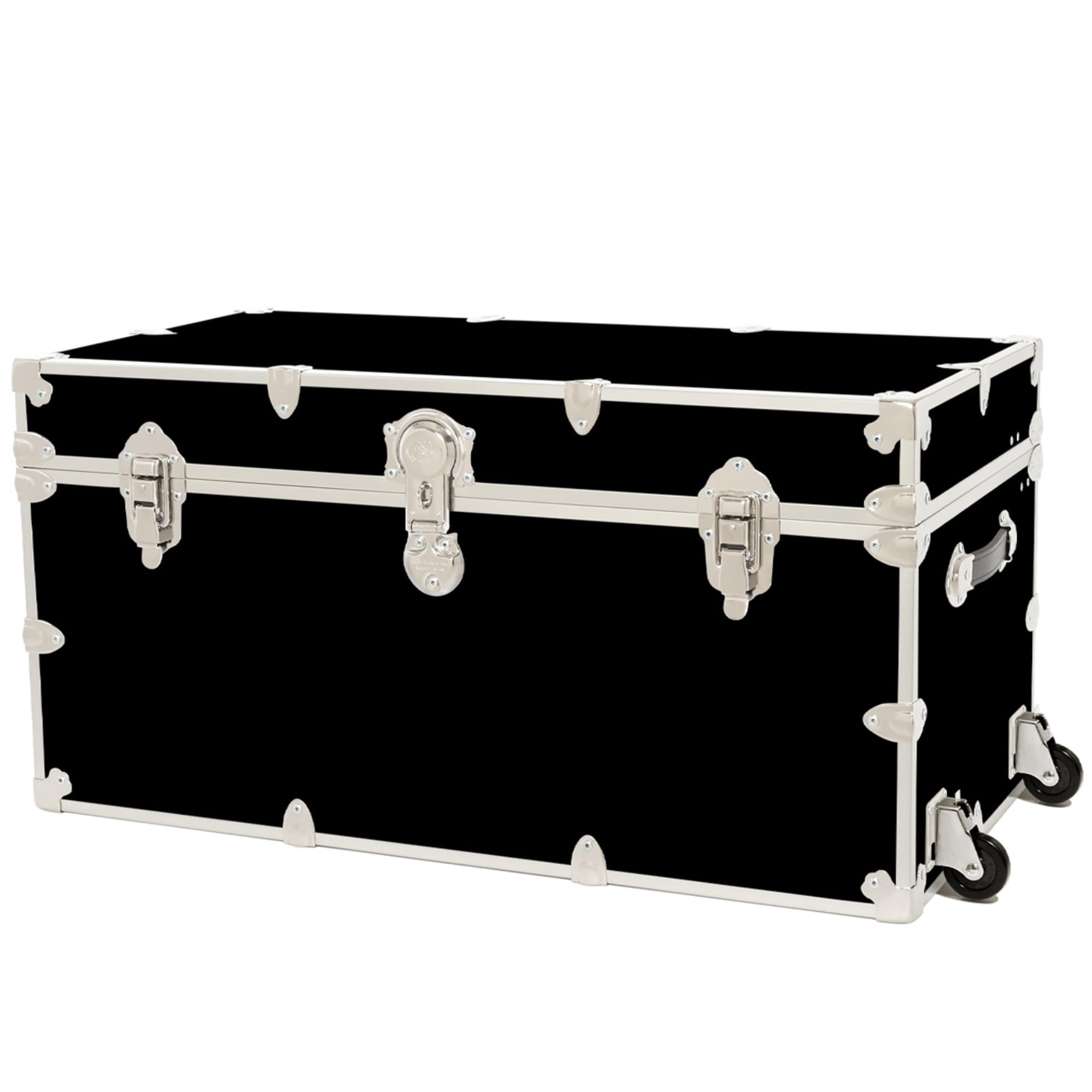 Rhino Trunk & Case Classic XXL Home Storage & College Trunk With Wheels - 36”x18”x18”, Seats 1500+ lbs, Soft-Close Lid. USA Made Secure Dorm Furniture, Organization, Steamer Style Blanket Chest