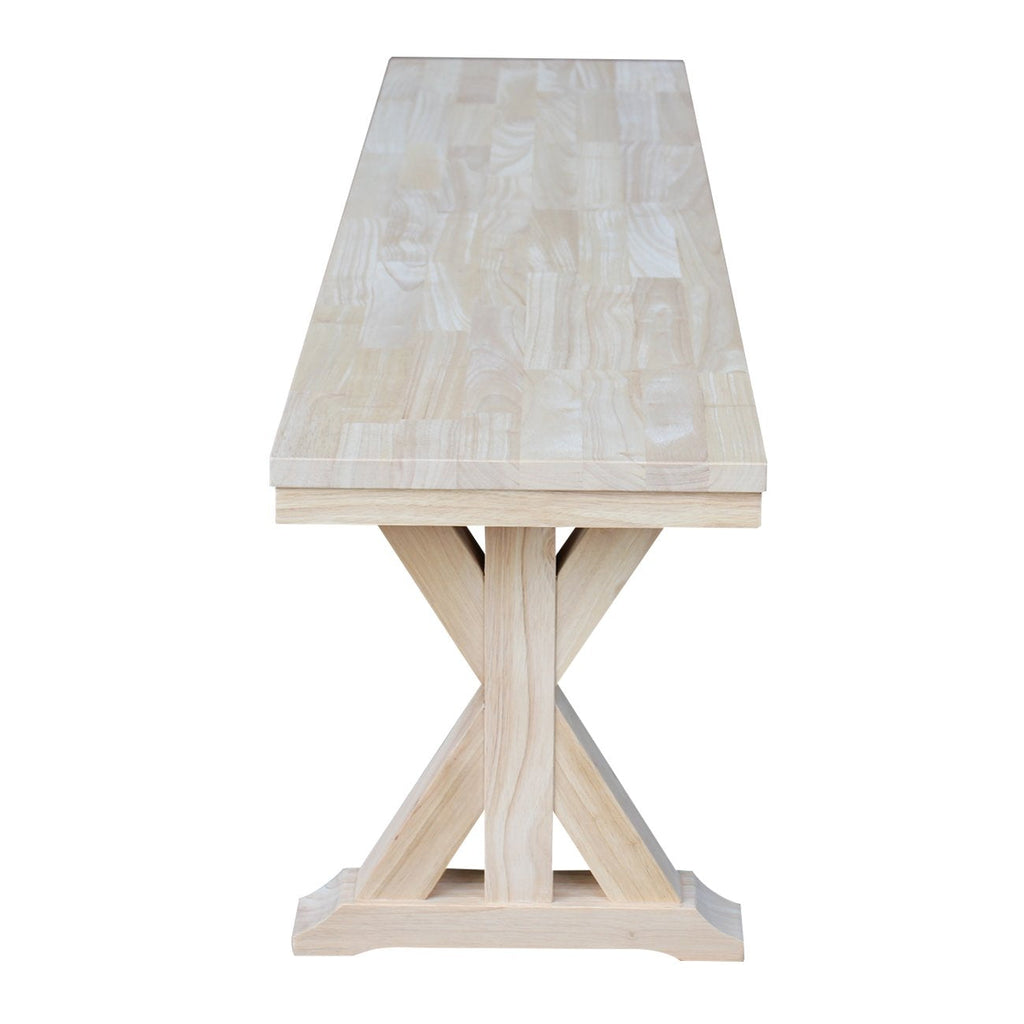 IC International Concepts, Canyon Collection Solid Bench, Solid Real Wood, Sturdy Parawood, Entryway/Dining/Living, 60"W x 14.56"D x 18"H, 450 lbs Weight Capacity, Paint/Stain Ready, Unfinished