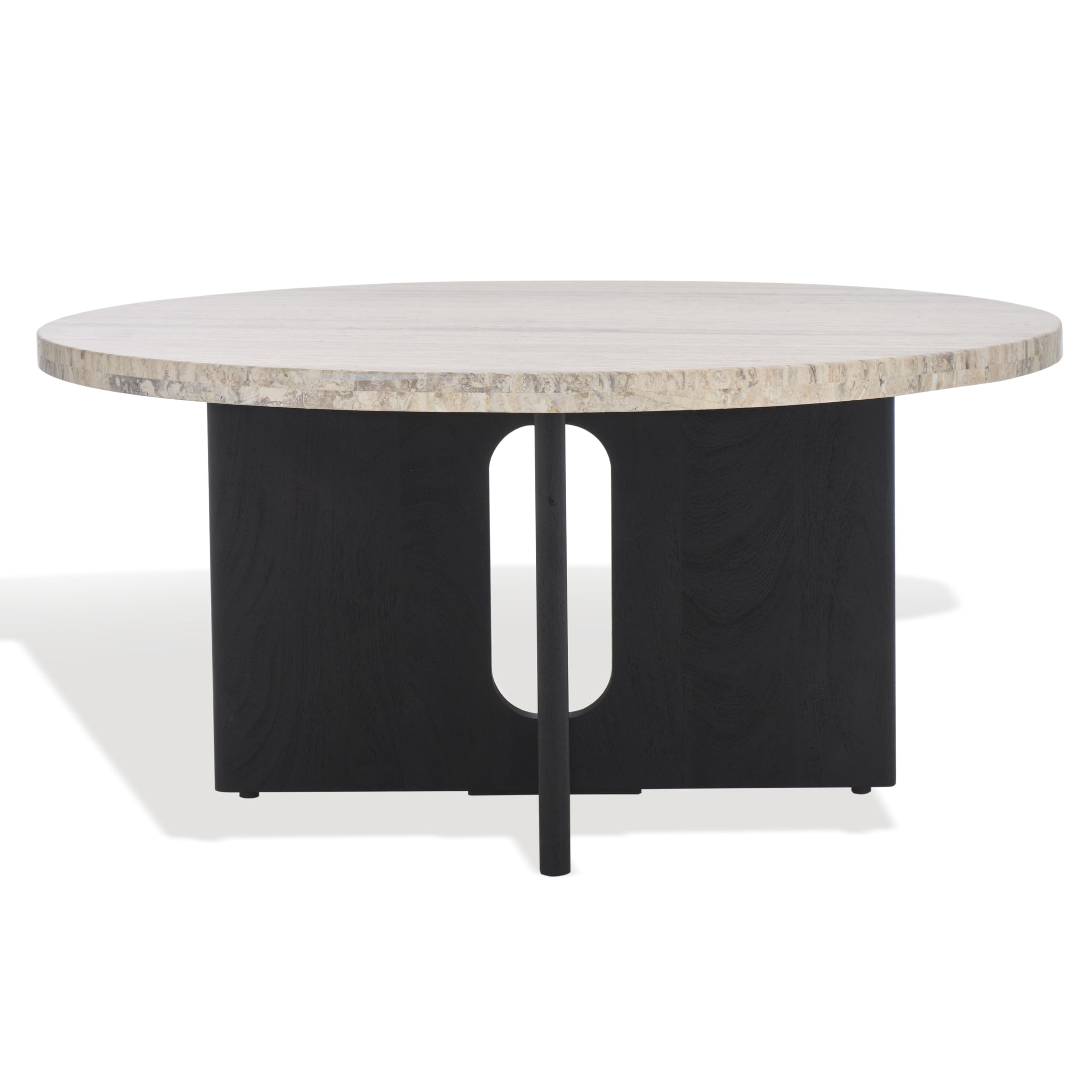SAFAVIEH Couture Collection Shayne Travertine/Black Solid Wood Coffee Table