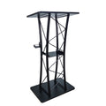 FixtureDisplays® Wood (MDF) Top, Metal Truss Podium Pulpit Lectern 23.8 X15.9 X46" with A Cup Holder Black 21854-X-NEW-NPF