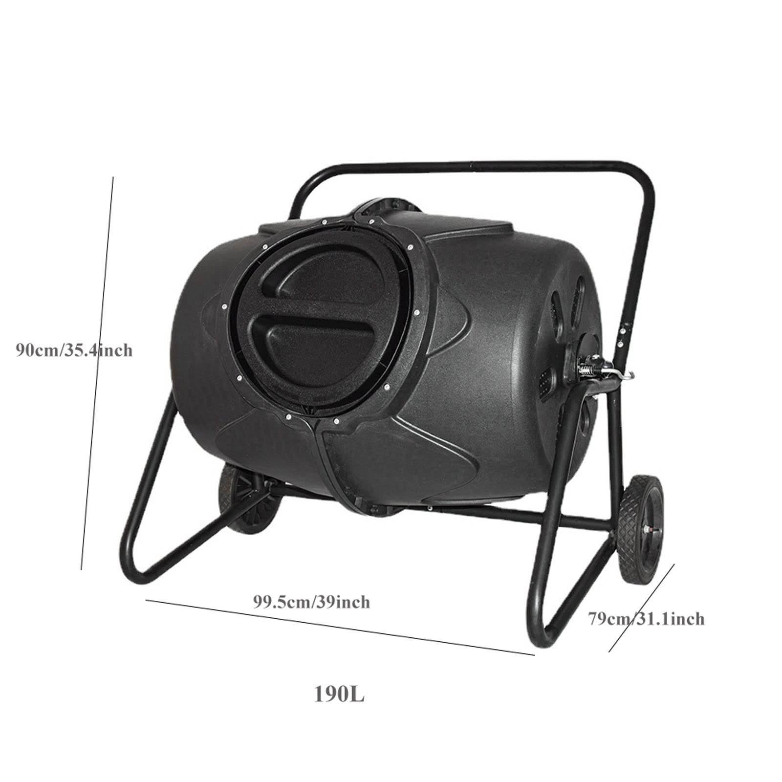Electric Compost Bin Compost Tumbler Bin with Wheels and Handle, Mobile Heavy Duty Rotating Outdoor Organic Compost Bin Tumbling Mixer Composter for Kitchen Waste & Garden Clippings, Large 190L/50 Gal