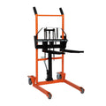 Reykilor Hydraulic Material Lift Winch Stacker w/Wheels, Foldable Forklift Pallet Stakcer, Heavy Duty Rolling Manual Lift Table, Adjustable Pallet Truck Carrier Dolly Fork Lift for Warehouse Garage