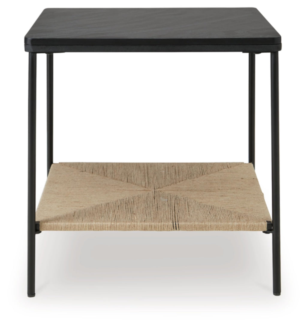 Signature Design by Ashley Minrich Eclectic Accent Table with Lower Shelf, Black & Light Brown