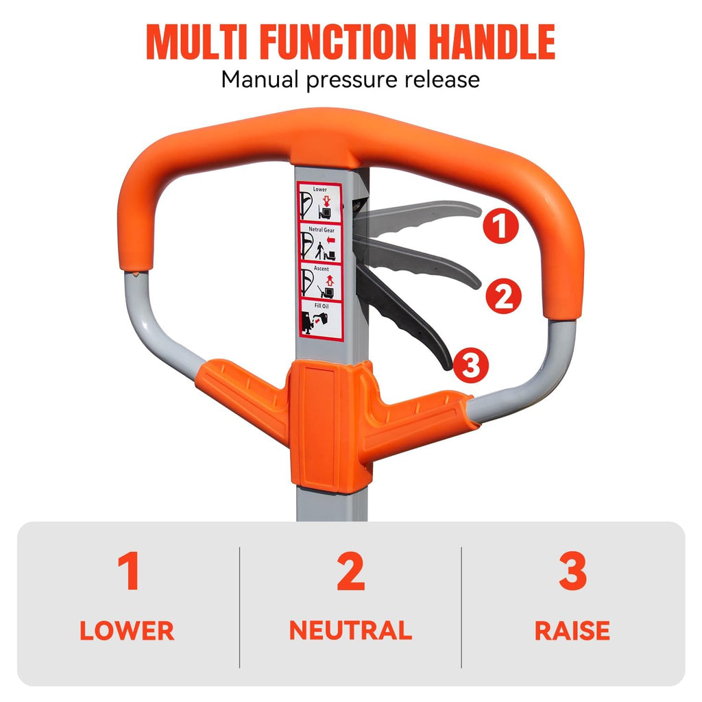 Single Manual Pallet Jack 2200 LBS Capacity Heavy Duty Hand Pallet Truck, Fork Size Nylon Wheels Industrial Hand Pallet Jack, Perfect for Warehouse Factory Garage and Material Handling Equipment