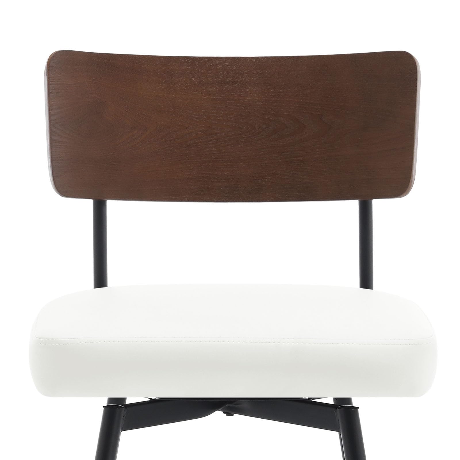Bekrvio Counter Height Swivel Bar Stools Set of 4, Upholstered Faux Leather Barstools with Wood Backs and Metal Legs, 26" Seat Height Counter Bar Stool for Kitchen Island, White