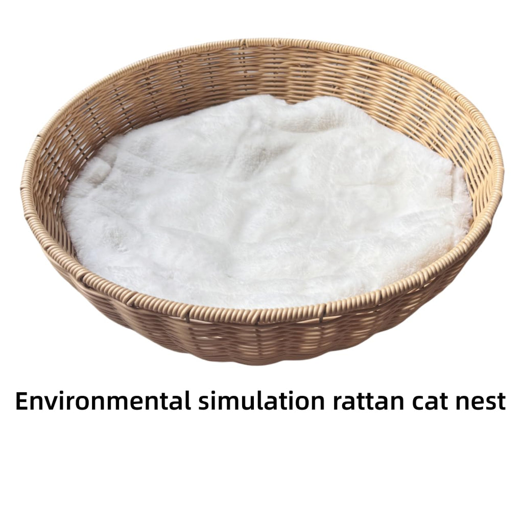 54" Modern Cat Tree for Large Cats, Wood Luxury Multi-Level Oak Solid Wood Cat Trees Cat Towers with 3 Rattan Weaving Cat Nests & Washable Cushions, Sisal Scratching Posts, for Indoor Cats-Lacquered