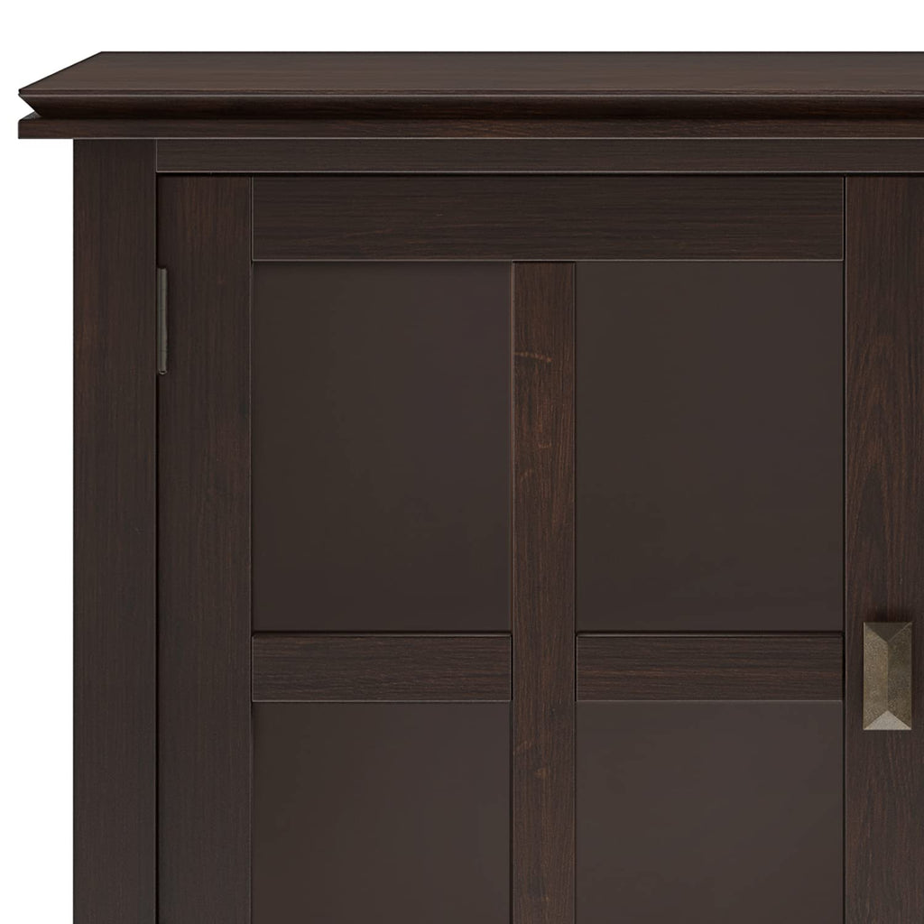 SIMPLIHOME Artisan Buffet - 60 inch Wide Solid Wood 3-Door Sideboard Buffet in Dark Chestnut Brown, Contemporary Storage Cabinet for Dining Room or Kitchen with Adjustable Shelves and Bronze Hardware