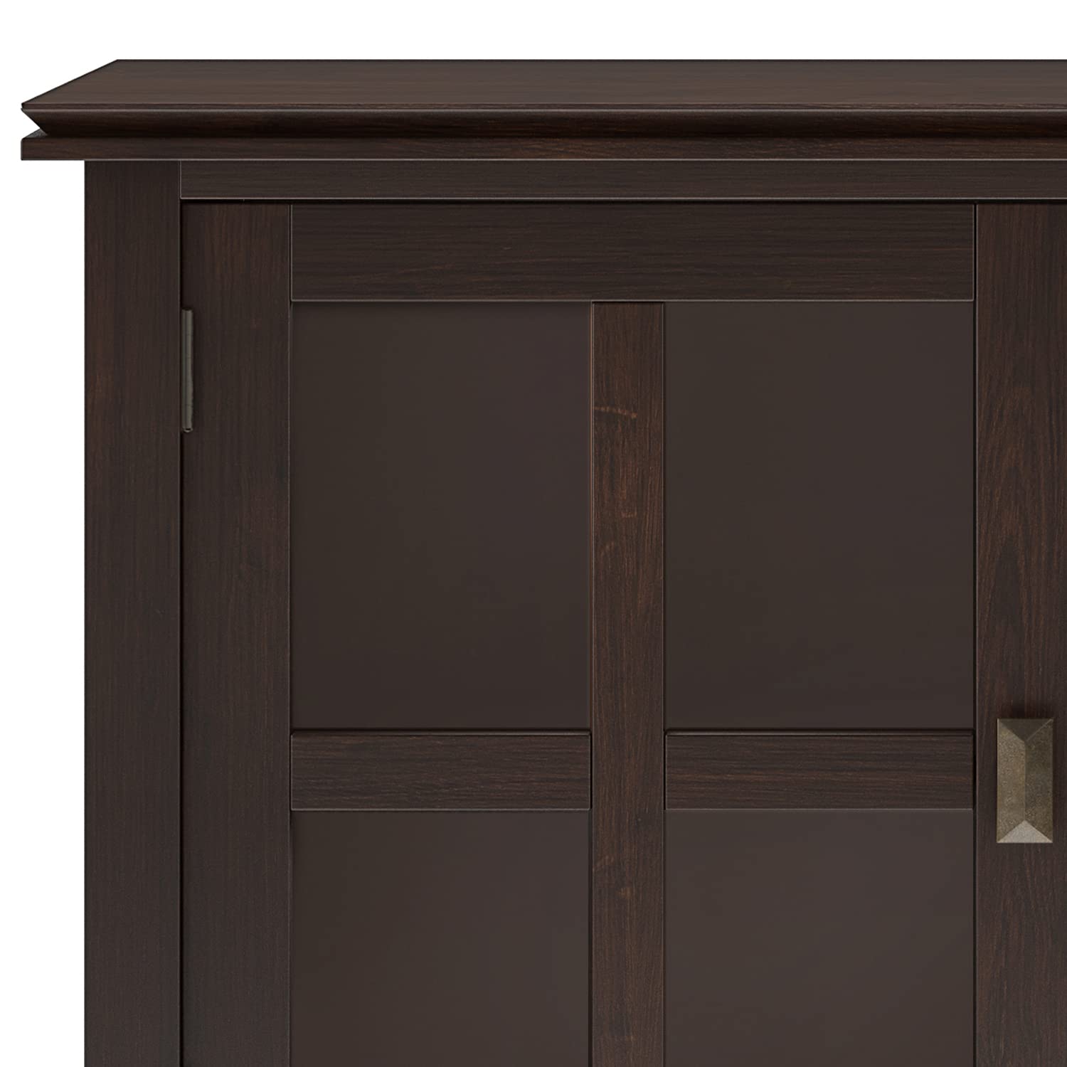 SIMPLIHOME Artisan Buffet - 60 inch Wide Solid Wood 3-Door Sideboard Buffet in Dark Chestnut Brown, Contemporary Storage Cabinet for Dining Room or Kitchen with Adjustable Shelves and Bronze Hardware