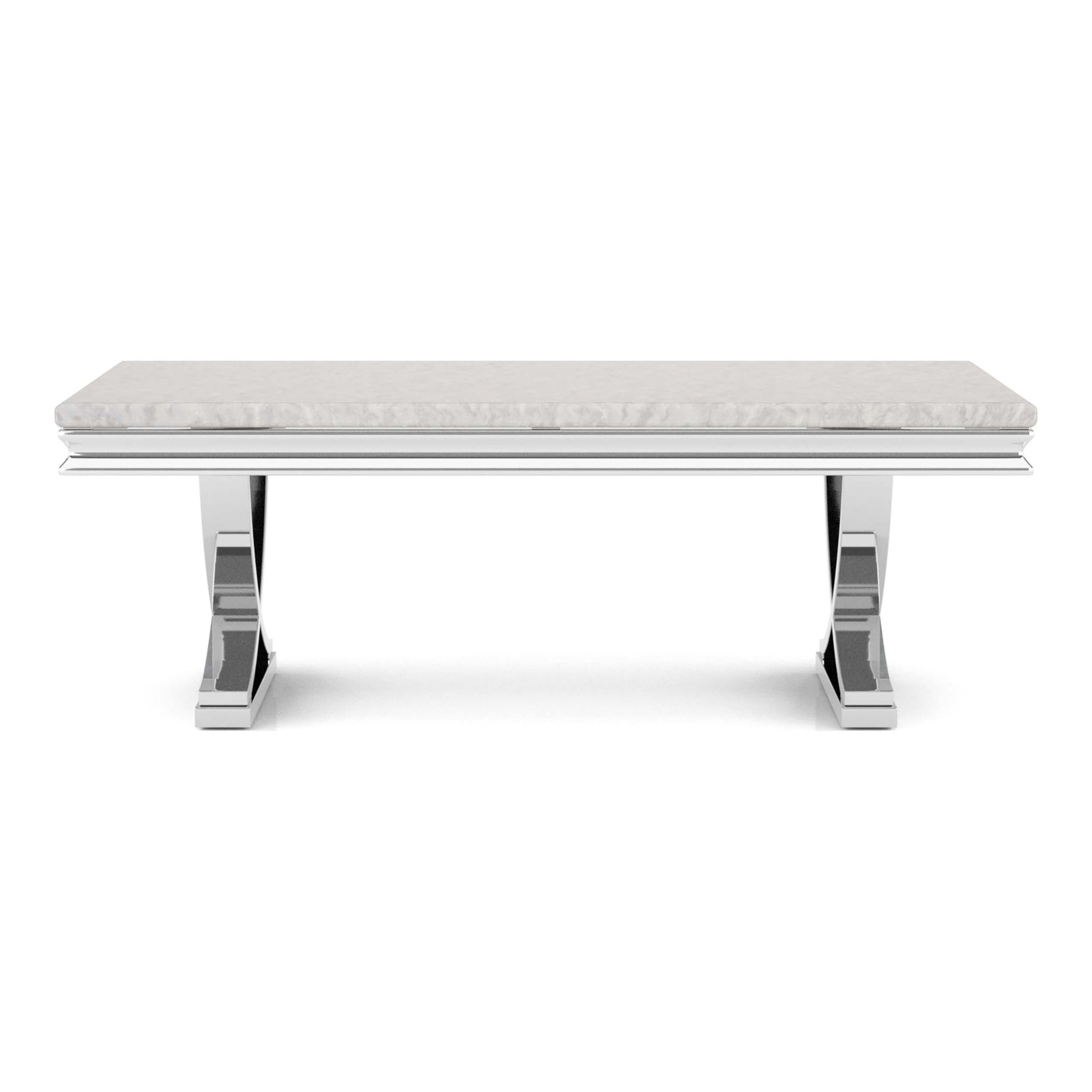 Furniture of America Obera 18mm Faux Marble Top 2-Piece Coffee Table Set with X-Shaped Base, Metal Construction, Home Decor for Living Room, Lounge Area, Office, Chrome
