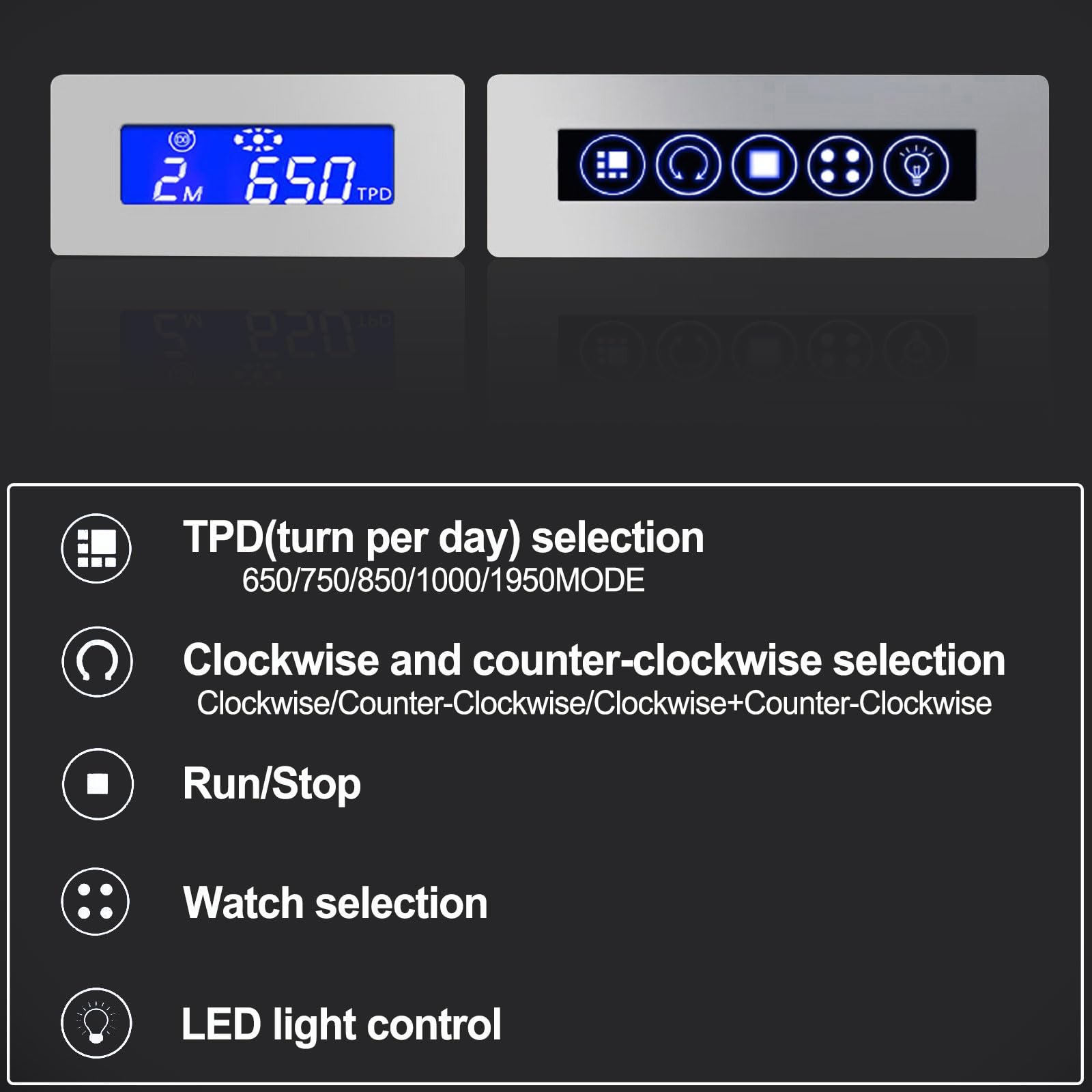 LELTNSOU Watch Winder for 12 Winding Spaces Automatic Watches with Fingerprint Unlock, Ultra-Quiet Japanese Motors, Built-in LED Illumination and LCD Touchscreen Control