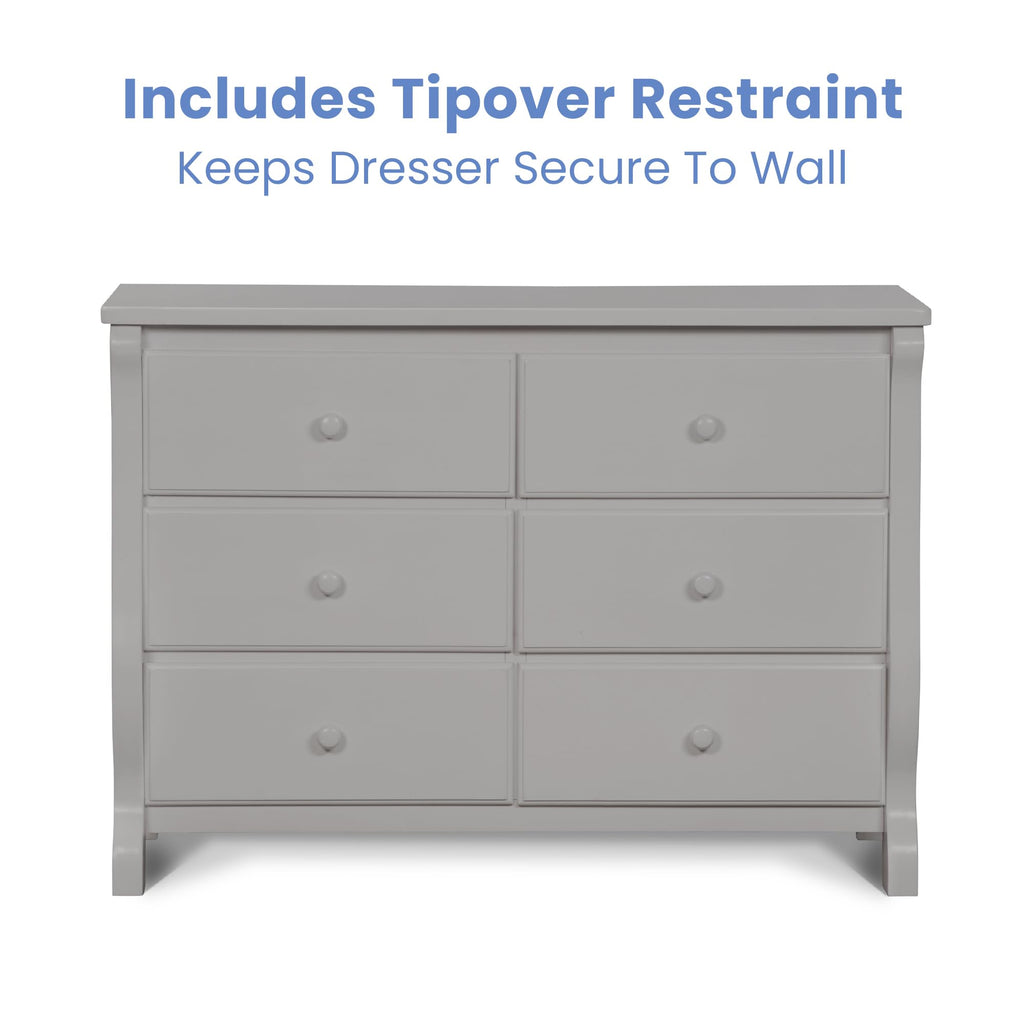 Delta Children Universal 6 Drawer Dresser with Interlocking Drawers - Greenguard Gold Certified, Grey