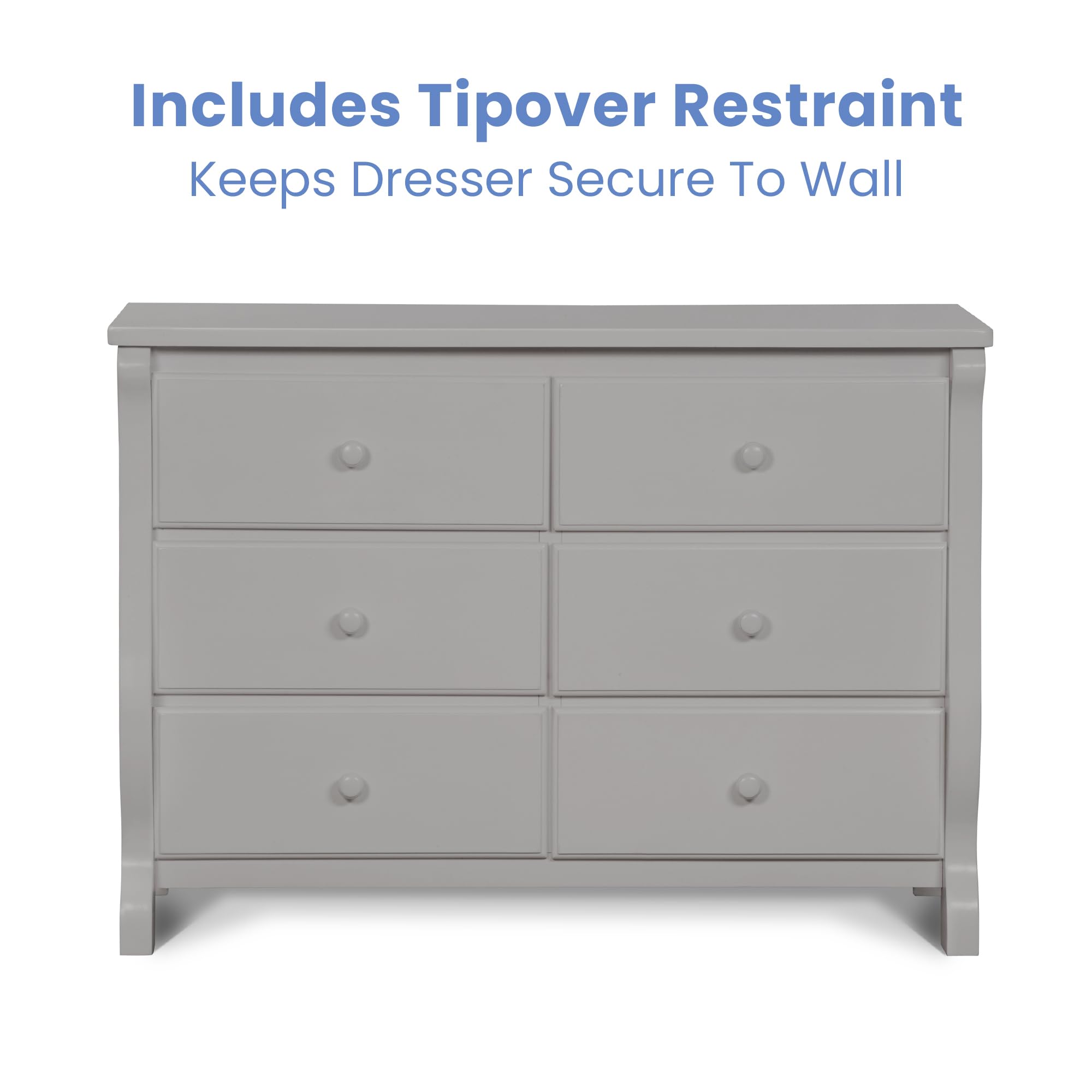 Delta Children Universal 6 Drawer Dresser with Interlocking Drawers - Greenguard Gold Certified, Grey