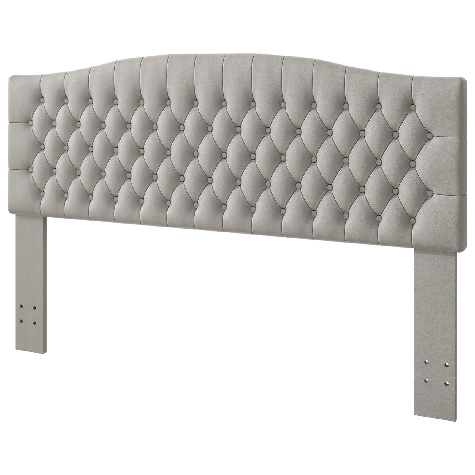 Befurtori King Headboard Only, Upholstered Headboard for Adjustable Bed Velvet Tufted Cal King Size Wall Mounted Head Board with Solid Wood Legs Head Board, Silver Gray