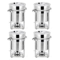 Commercial 11QT Soup Chafer Set, 4 Pack Stainless Steel Round Food Warmers Set with Pot, Notched Lids & Fuel Containers, Soup Warmers Ideal for Buffet Service & Event Catering