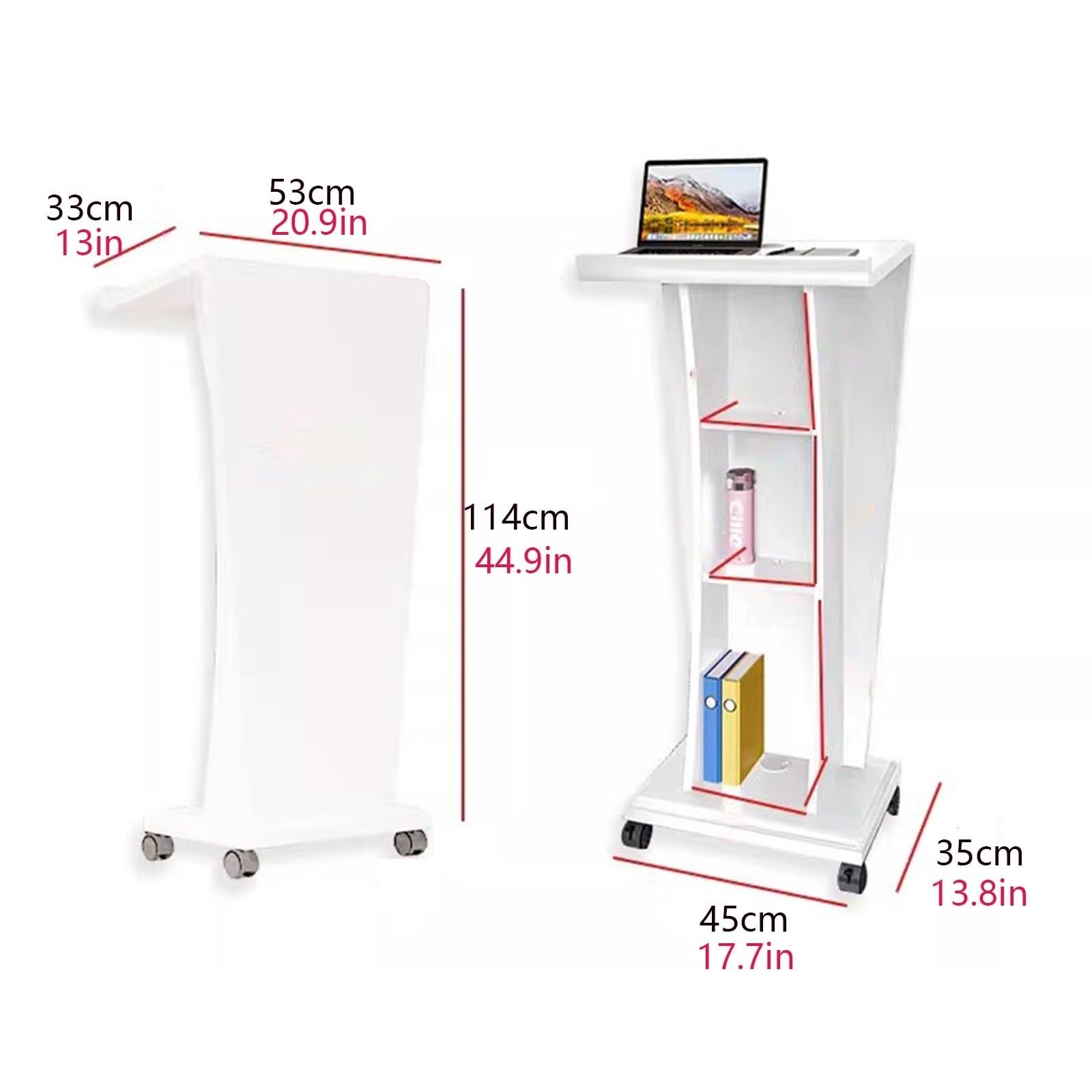 WZYPZFCL Podium, Light Brown Wooden Podium - Multi-Functional Presentation Stand & Laptop Table for Office, Church, Stage, Studio, Conference Room, Public Speaking, Meetings & Events