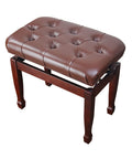 JDXQBLD Piano Bench Stool with Large Leather Cushion and Adjustable Height Elegant Design with Horseshoe Legs Brown Mahogany 55 x 34 x 47 57cm
