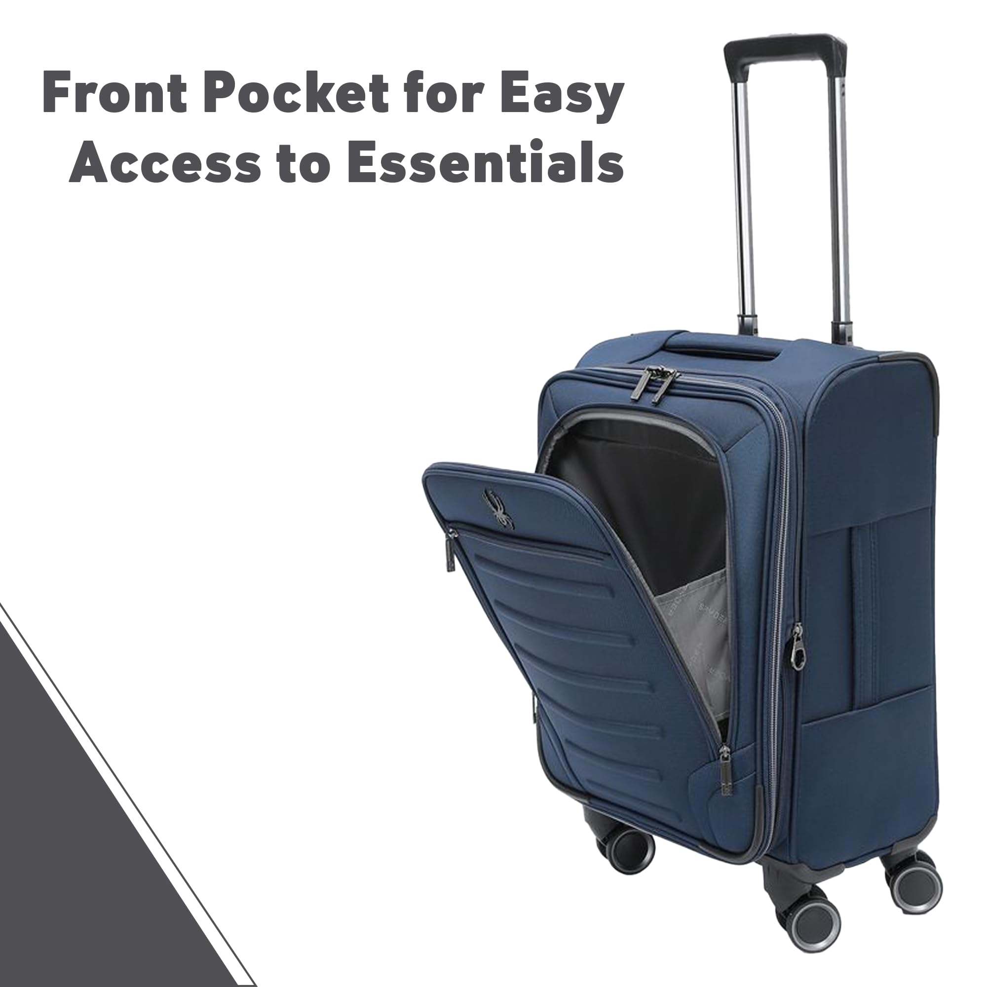 Spyder Pivot Expandable Softside Spinner Checked Luggage with 360° Spinner Wheels (True Navy, 3-Piece Set)