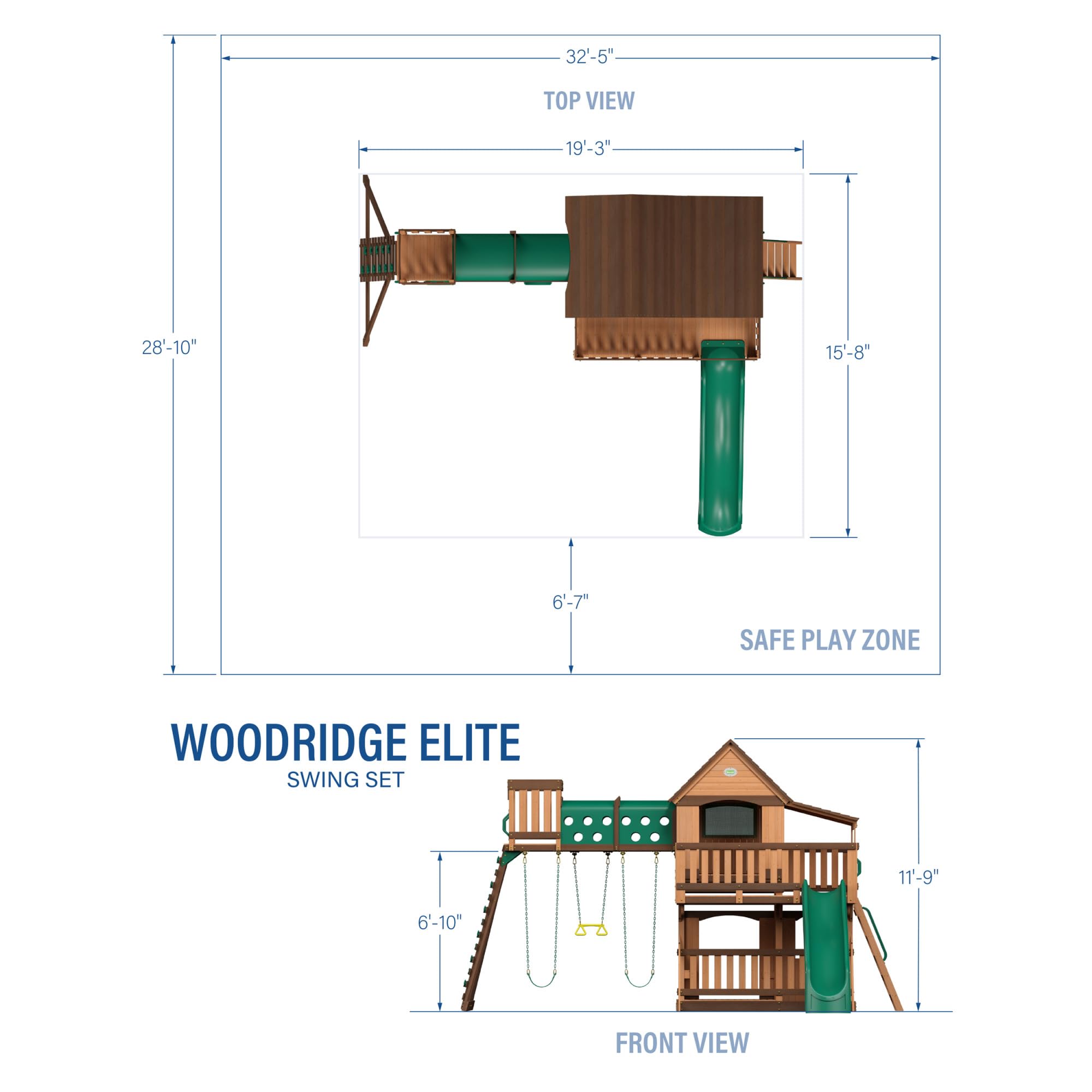 Backyard Discovery Woodridge Elite Cedar Wood Swing Set with Wave Slide, Clubhouse, Crawl Tunnel, Crow's Nest, Belt Swings, Trapeze, Rock Wall Ladder, Sandbox, Wrap-Around Porch, Deck, Outdoor Playset