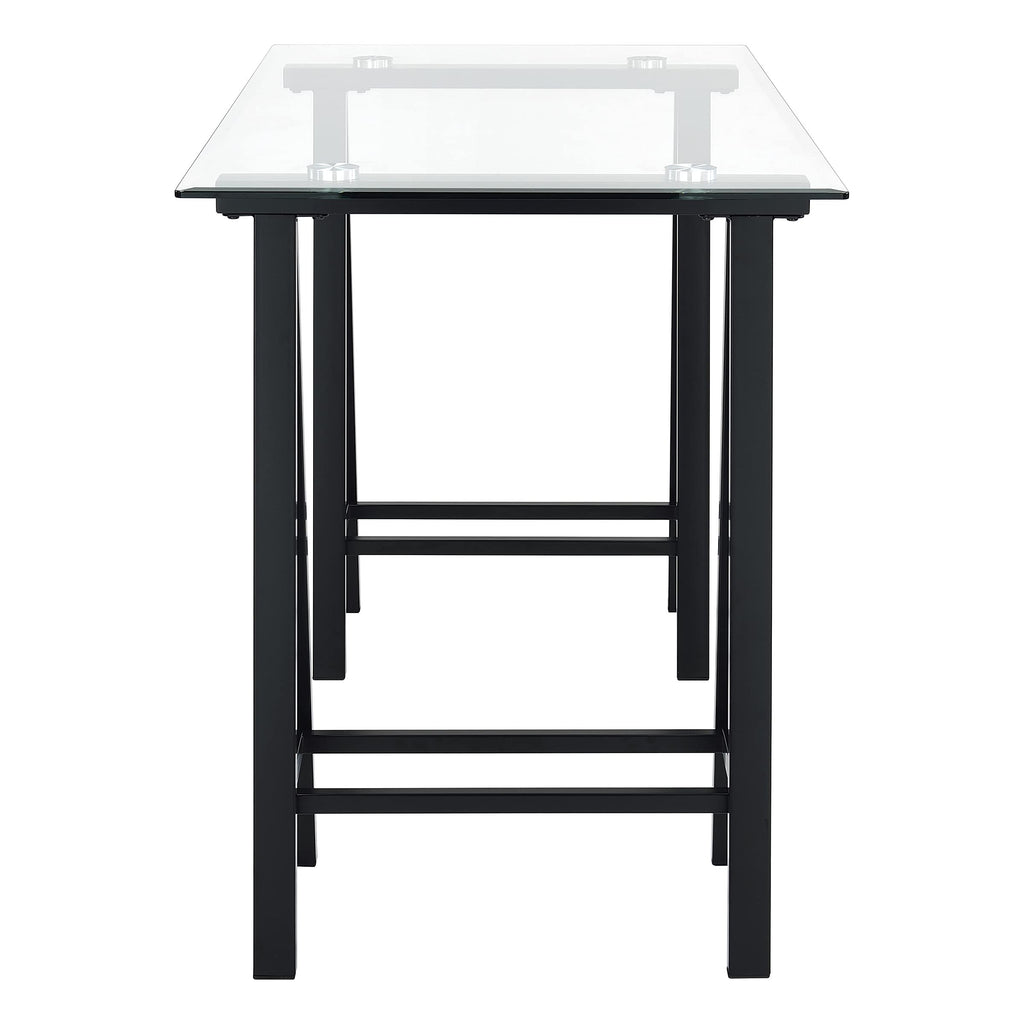 OSP Home Furnishings Middleton 47 Inch Desk with Clear Beveled Glass Top, Black Base
