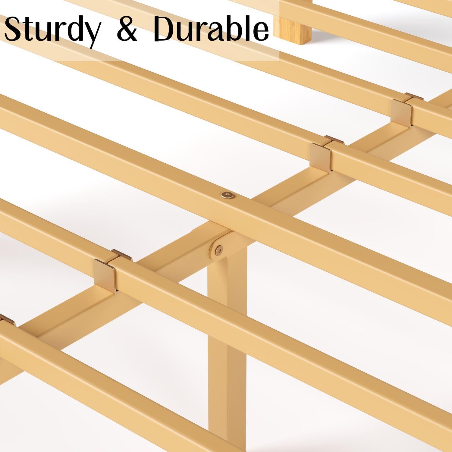 ZIYOO Bamboo Bed Frame Full, Ideal for Bedroom, Guest Room, Apartment & Hotel Use, No Box Spring Needed, Sturdy & Noise-Free Platform Bed with Easy Assembly 14 Inch