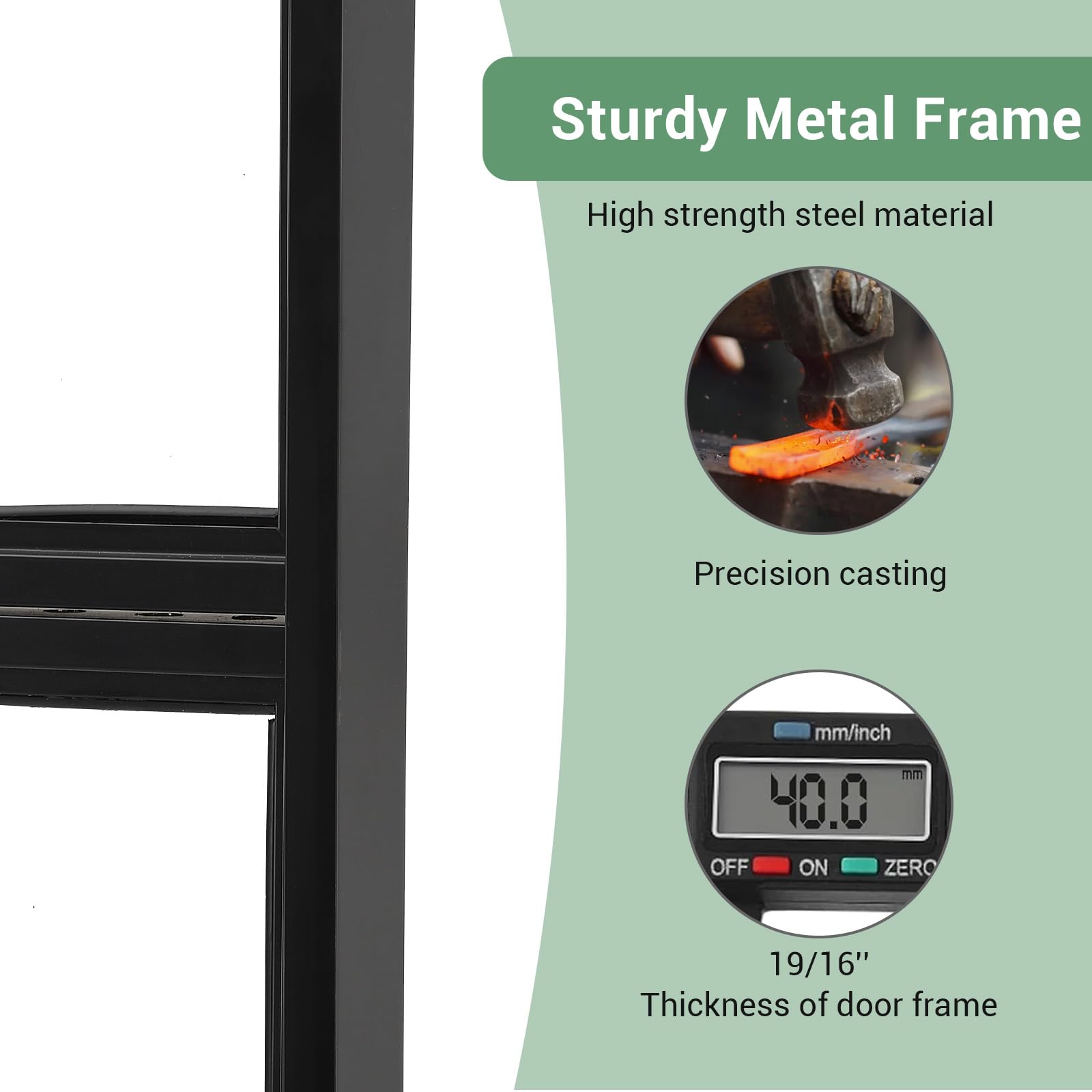 36 x 84" Glass Barn Door with 3-Panel Frosted Tempered Glass, 6 ft Top Mount Sliding Door Kit with Soft Close Mechanism,Black Carbon Steel Tempered Glass Sliding Door,Easy Assembly, Hardware Included