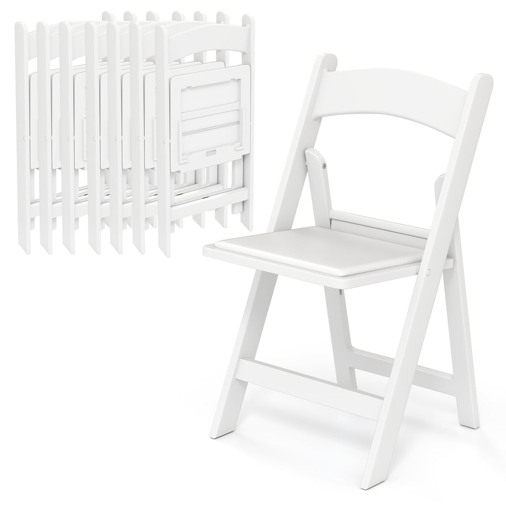 HAPPYGRILL Folding Patio Dining Chairs Set of 20, 1100 lbs Capacity Resin Padded Seats, Lightweight Portable Outdoor Chairs for Patio, Office, Weddings, Events, White (20)
