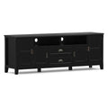 SIMPLIHOME Burlington TV Stand - 72 inch Wide Solid Wood Media Console in Black, Transitional Entertainment Center for Living Room for TVs up to 80 Inches with Cabinets and Cord Management