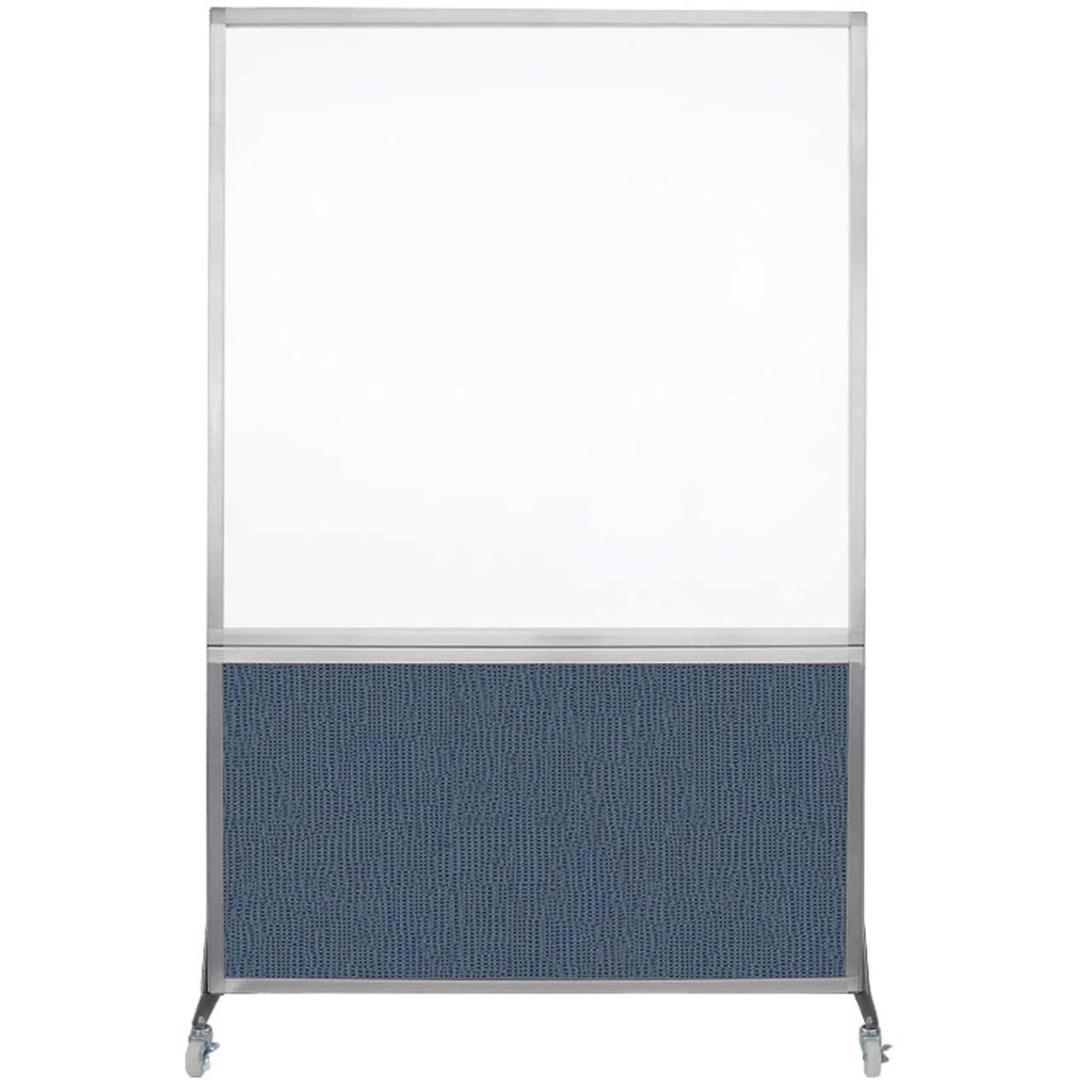 DivideWrite Mobile Whiteboard | Double Sided Dry Erase Board | Portable Office Cubicle Partition | Display for Classrooms, Conference Rooms, Meeting Areas and More | Ocean Fabric 4' Wide X 6' Tall