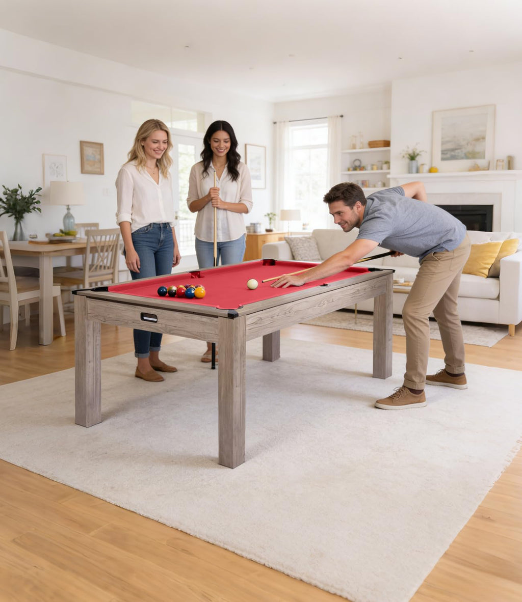 Garvee 7FT Professional Pool Table Set for Adults, Billiard Table Set with Complete Accessories - Rustic Grey Game Table with Black Cloth,Ideal for Home Game Room & Parties