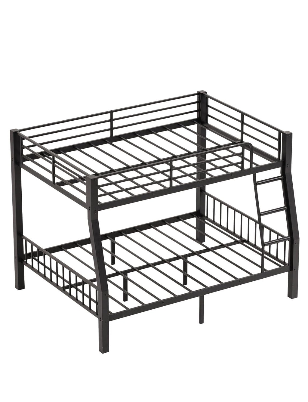 Mixcous Full XL Over Queen Bunk Bed for Adults, Heavy Duty Metal Bed Frame with Full-Length Guardrails & Anti-Slip Ladder, Noise-Free, No Box Spring Needed, Space Saving Queen Bunk Bed, Black
