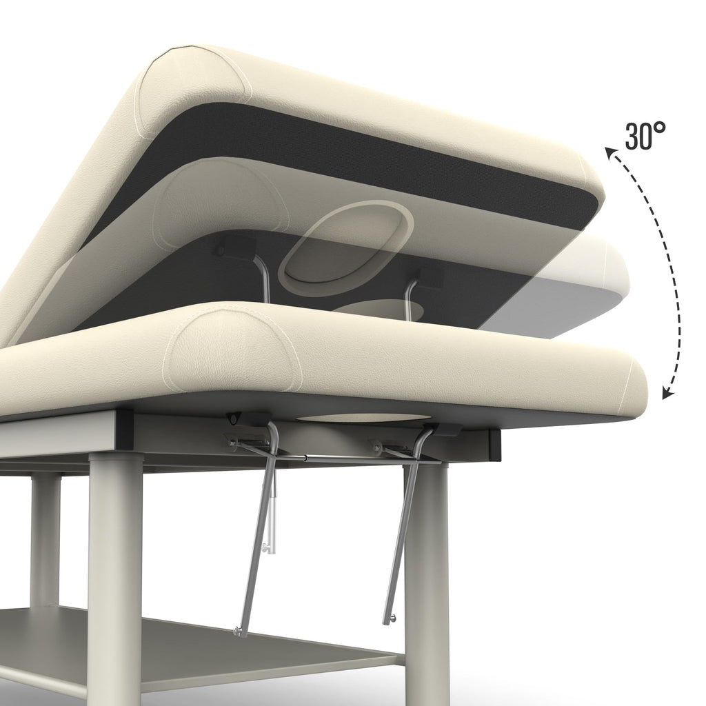 Heavy Duty Professional Stationary Massage Bed Wide Stationary Massage Table with Backrest for Treatment Table Physical Therapy Table Spa Facial Bed, Metal Frame PU Leather (Integral Structure)