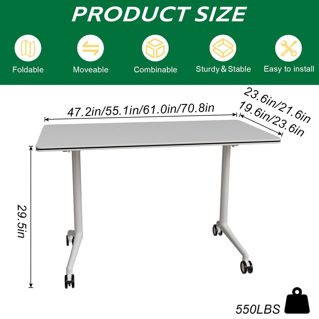 6 Pack Conference Room Tables,Mobile Folding Conference Table with Wheels,Modern Training Locking Rolling Meeting Conference Tables with Flip-Top for Office Classroom Business,6-12 Person,61IN