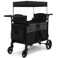 Jeep Aries Stroller Wagon by Delta Children Premium Wagon for 2 Kids with Convertible Seats, Adjustable Push/Pull Handles, Removable Canopy & Flat Fold - Greenguard Gold Certified, Black/Green