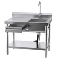 Stainless Steel Utility Sink, Commercial Kitchen Sink, 40'' Free Standing Single Bowl Sink with Drawer & Cold and Hot Water Pipe for Kitchen Laundry Room Farmhouse Indoor and Outdoor