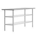 Flash Furniture Reese Stainless Steel 18 Gauge Work Table with 2 Undershelves - NSF Certified - 72" W x 24" D x 34.5" H