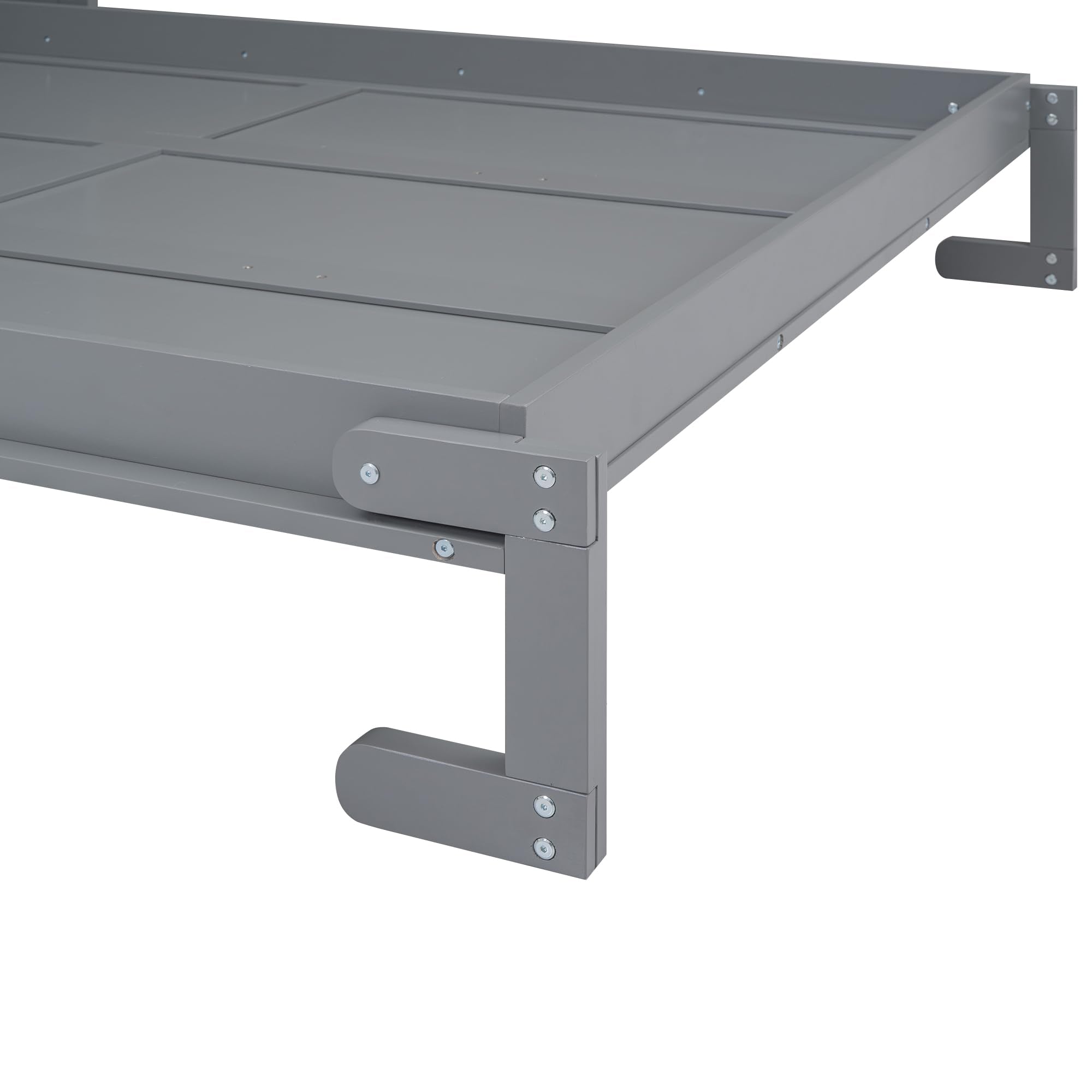 Bellemave Queen Size Murphy Bed with a Shelf, Easy Fold Wood Wall Bed, Space-Saving Wall Bed for Guest Room or Home Office, No Box Spring Needed, Noise Free (Gray)
