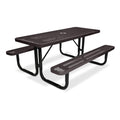 6' Rectangular Heavy-Duty Expanded Metal Brown Picnic Table