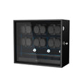 XTELARY Watch Winder for 12 Automatic Watches, Black Lockable Automatic Winders with Extra 6 Watch Storages, 4 Rotation Modes, Flexible Watch Pillows, Quiet Mabuchi Motor, and Blue Backlight